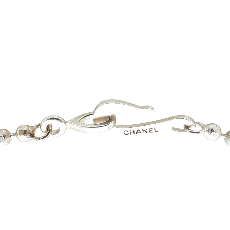 Chanel Camellia Necklace Silver Metal