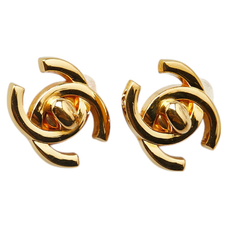 Chanel Vintage Coco Mark Turnlock Earrings