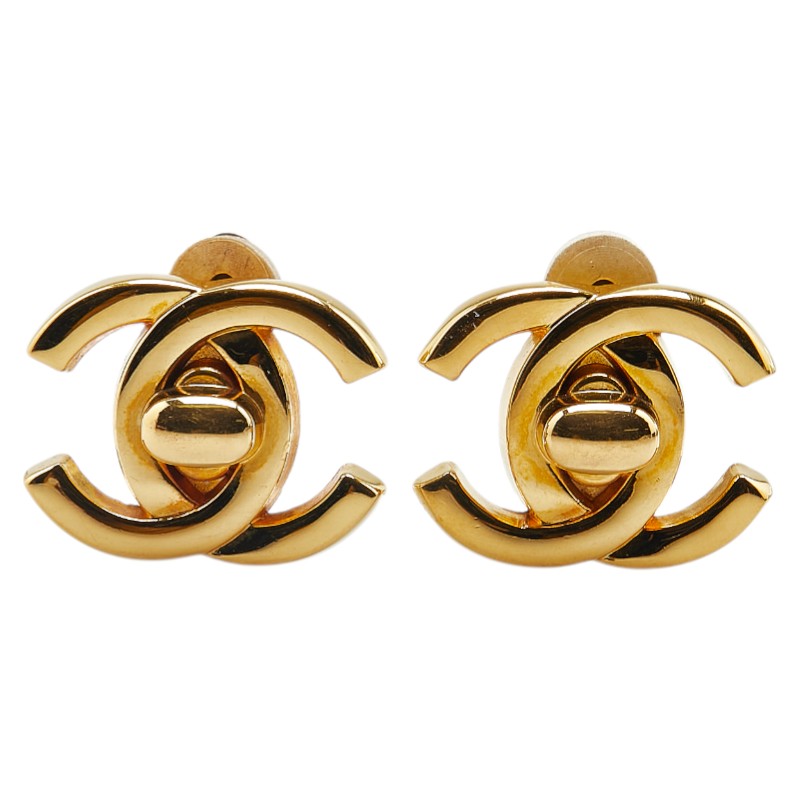 Chanel Vintage Coco Mark Turnlock Earrings