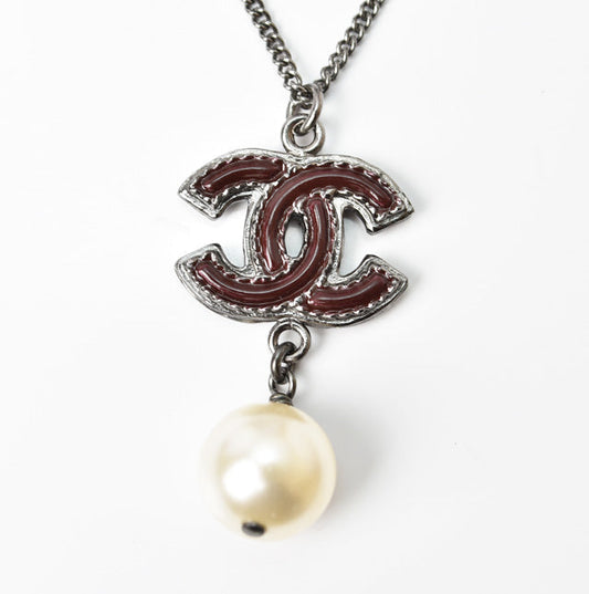 Chanel 2way Necklace/Pendant with Coco Mark and Pearl Motif