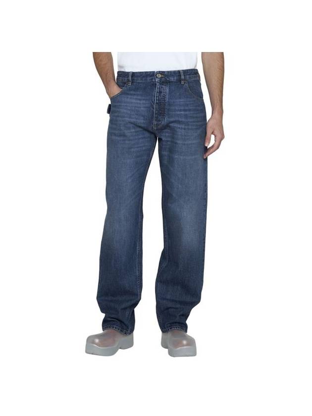 Bottega Veneta Washed Straight Fit Denim Jeans Blue