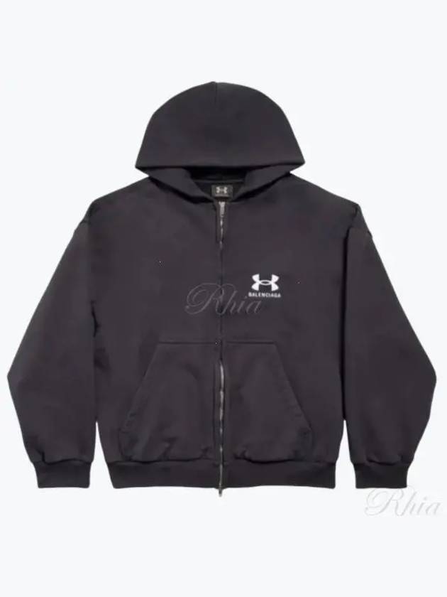Balenciaga Embroidered Logo Hoodie Zip-Up Black