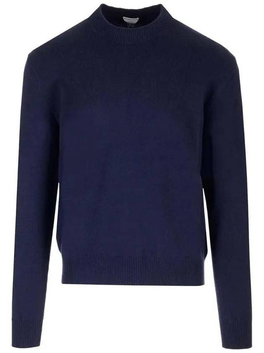 Bottega Veneta Crew Neck Cashmere Knit Top Navy