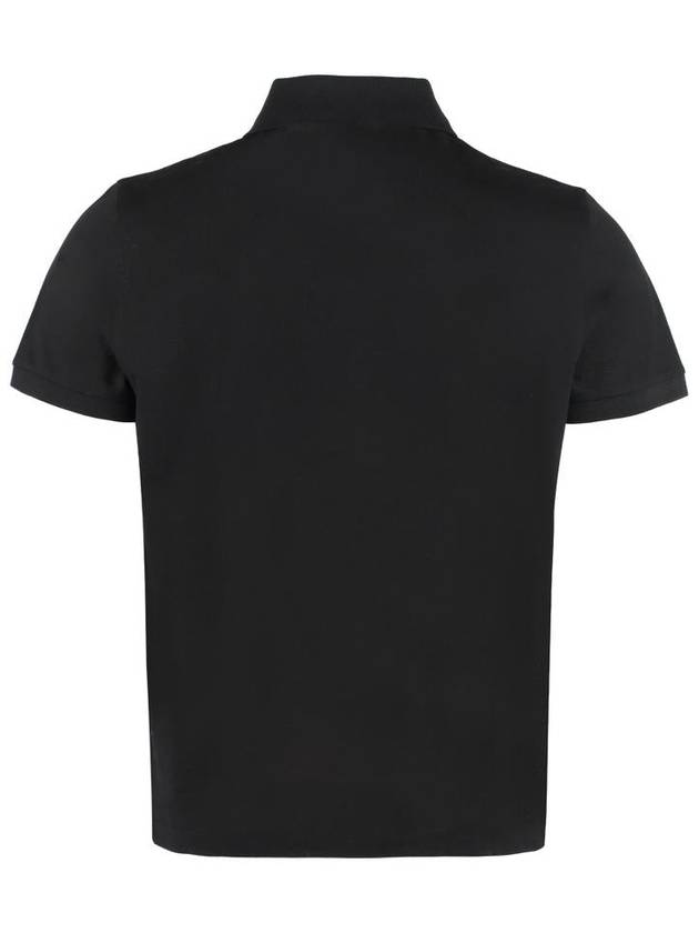 Saint Laurent Men's Monogram Cotton Short Sleeve Polo Shirt Black