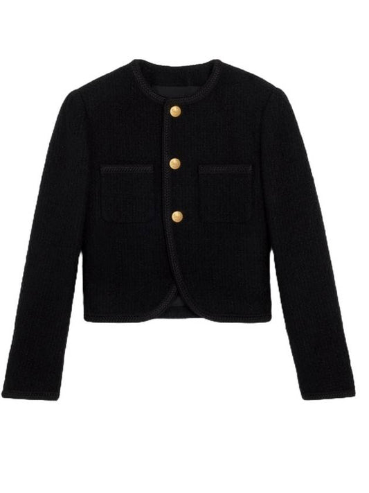 CELINE Chasseur Boucle Tweed Jacket Black