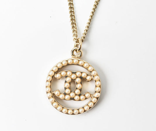 Chanel Metal Fake Pearl Necklace Pendant