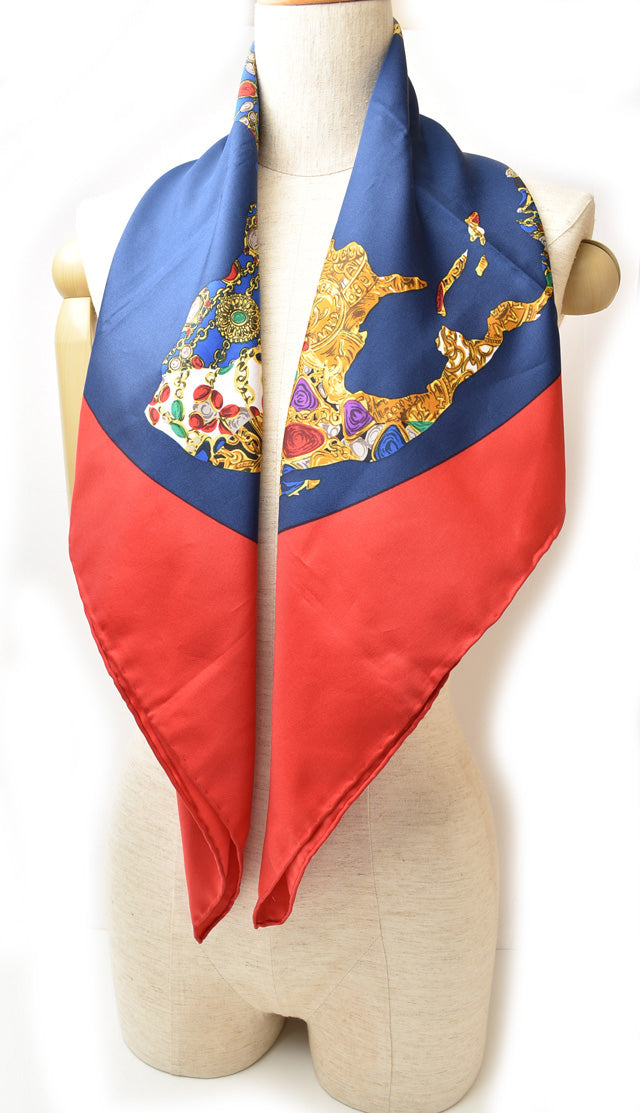 Chanel Silk Scarf World Map Jewel Motif