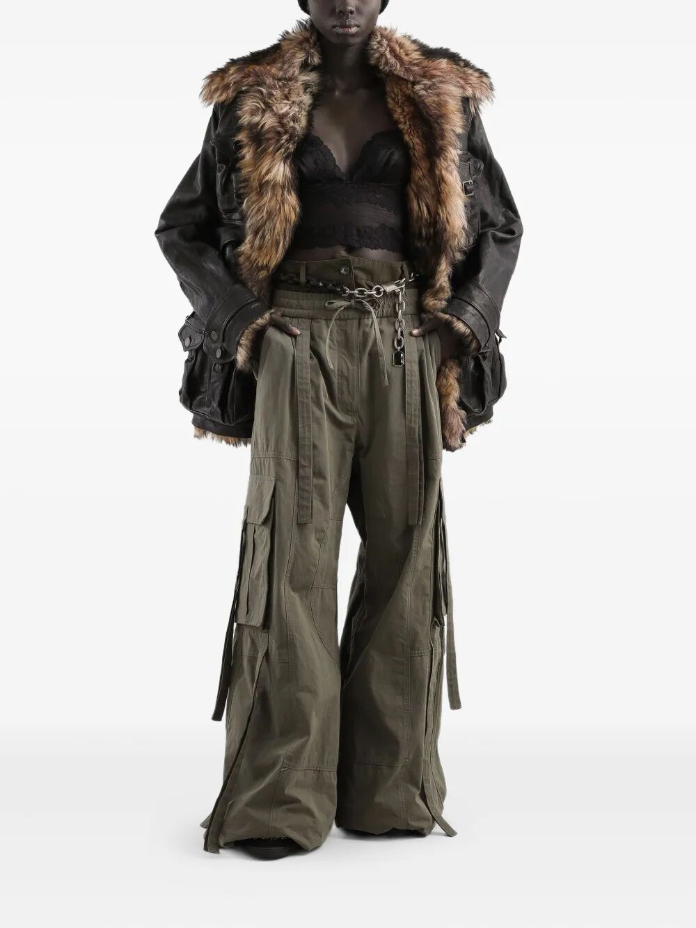 Dolce & Gabbana Women Waxed Faille Cargo Trousers