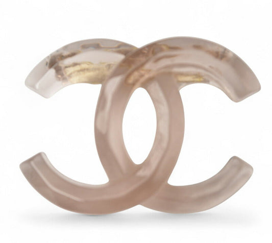 Chanel Brooch CC Logo Clear Pink