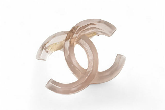Chanel Brooch CC Logo Clear Pink