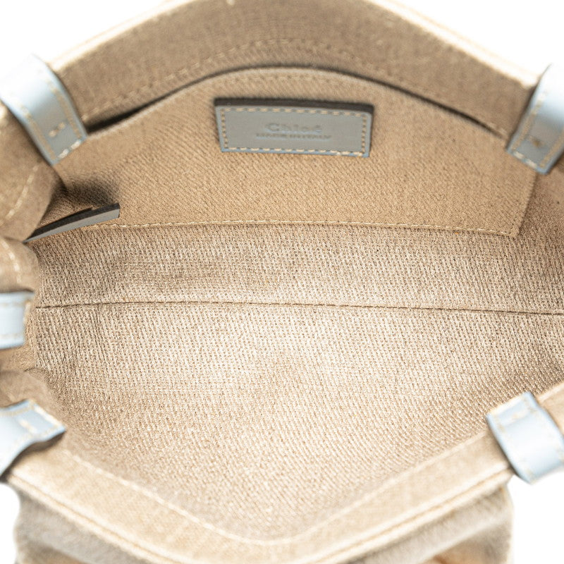 Chloe Woody Mini Canvas Leather Handbag