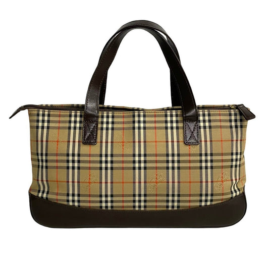 Burberry Burberrys  Leather Canvas Handbag Tote Bag ()