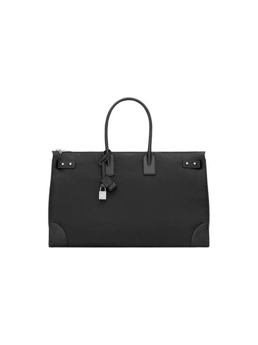 Saint Laurent Sac De Jour 48H Nylon Leather Duffle Bag Black