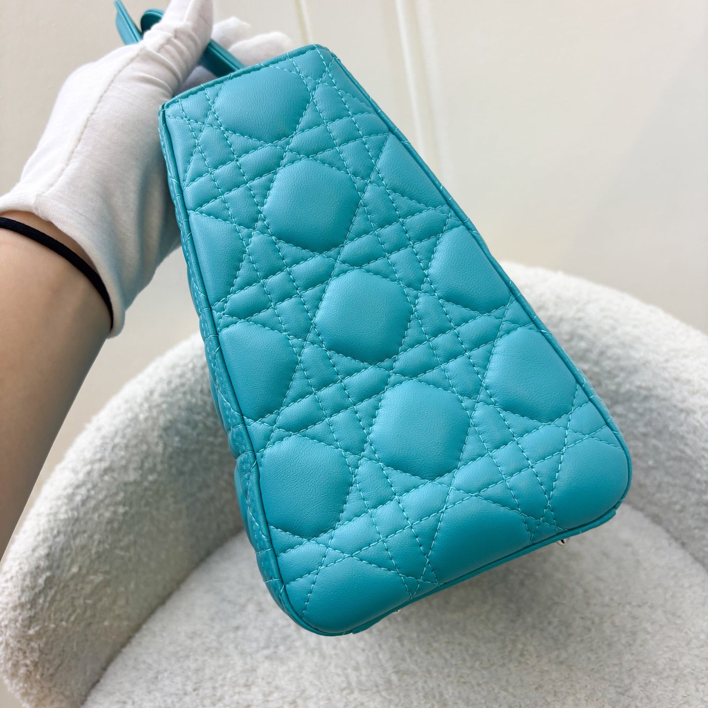 Dior Medium Lady Dior in Turquoise Lambskin and SHW