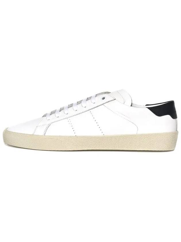 Saint Laurent Black Tab Leather Low Top Sneakers White