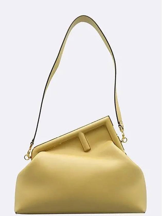 Fendi 8BP127 Beige color leather gold plated F decoration first medium bag