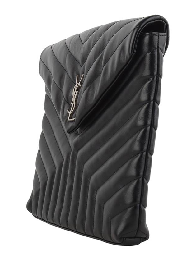 Saint Laurent 483236 Matelasse flap Lulu clutch silver 34302