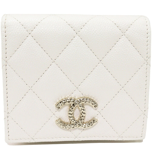 Chanel Caviar Skin Bifold Wallet White Gold AP3185