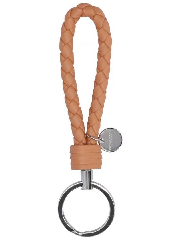 Bottega Veneta Intrecciato Leather Key Holder Coral