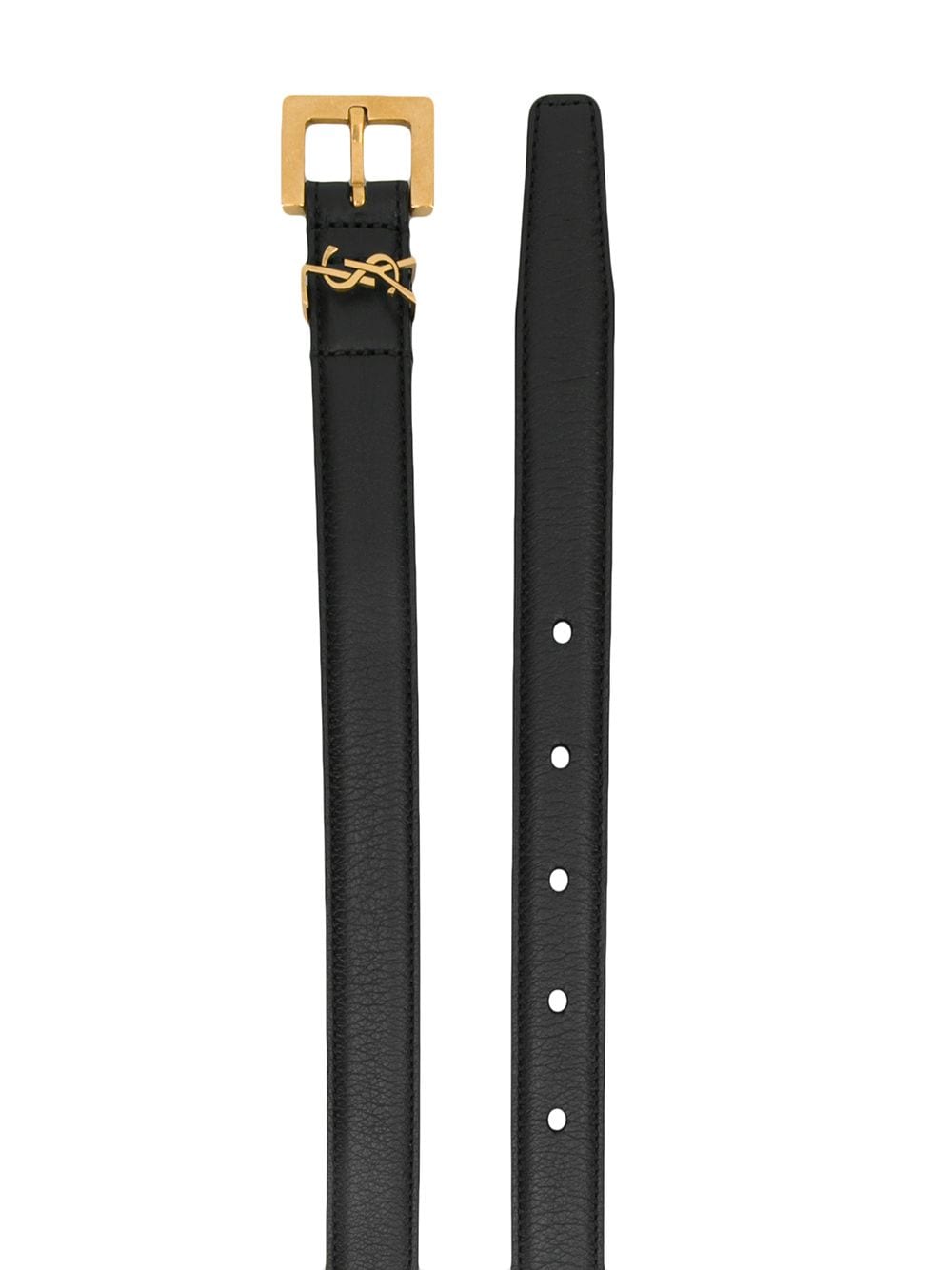 Saint Laurent Women Cassandre Thin Belt With Square Buckle In Box Leather