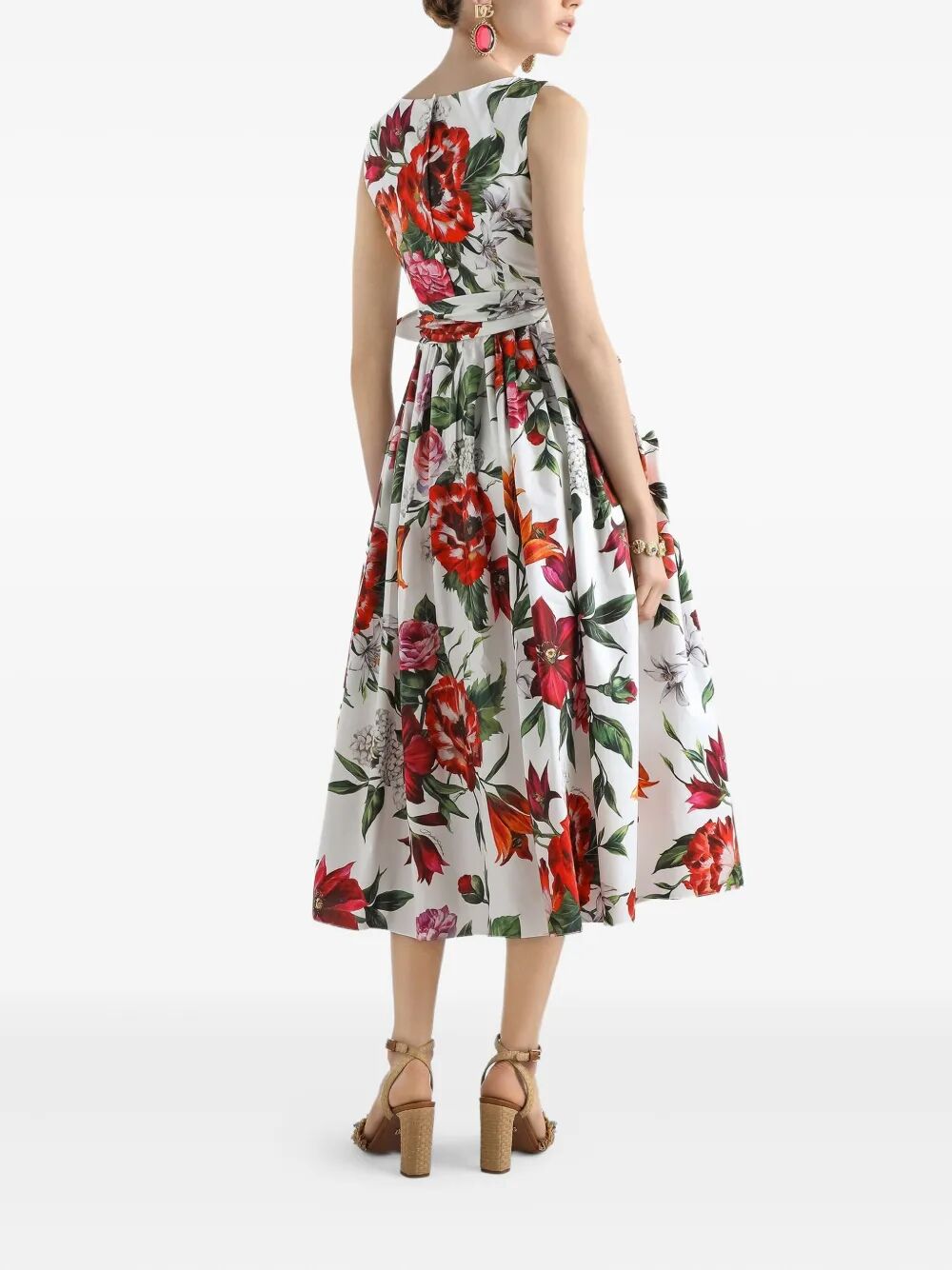Dolce & Gabbana Women Flower-Print Sleeveless Poplin Dress