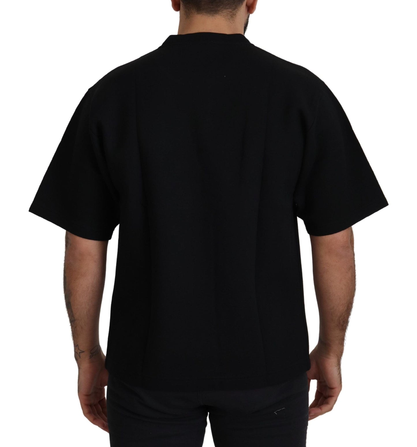 Dolce & Gabbana Black Logo Cotton Crewneck Men's T-shirt