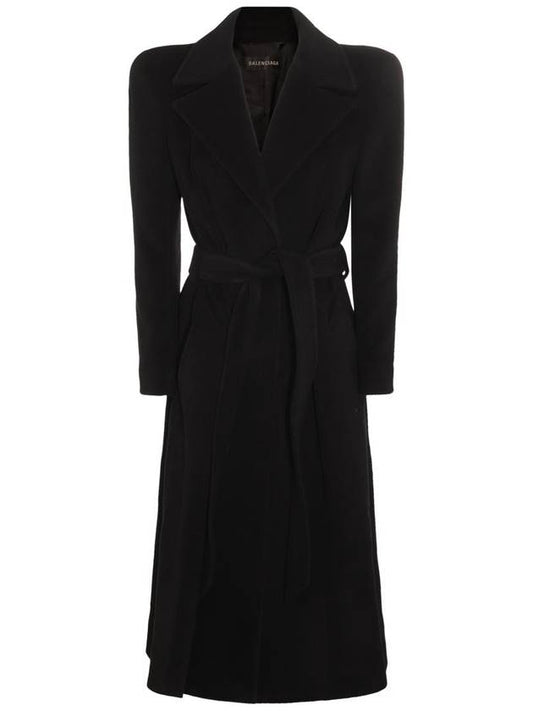 Balenciaga black cashmere wool blend round shoulder coat 769014TOU021000 B0560955732