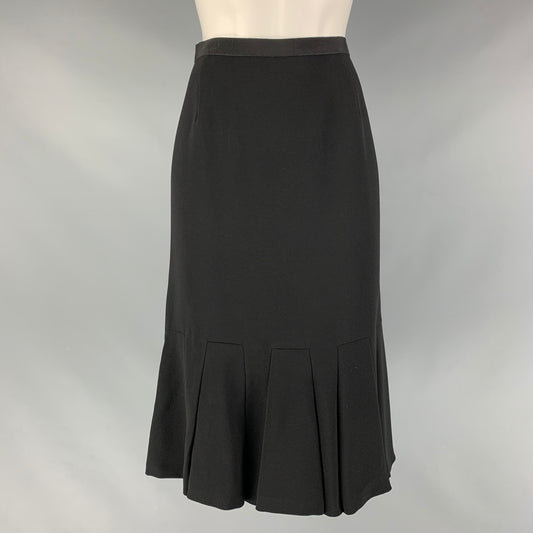 PRADA Size 4 Black Viscose & Acetate Pleated Tulip Skirt