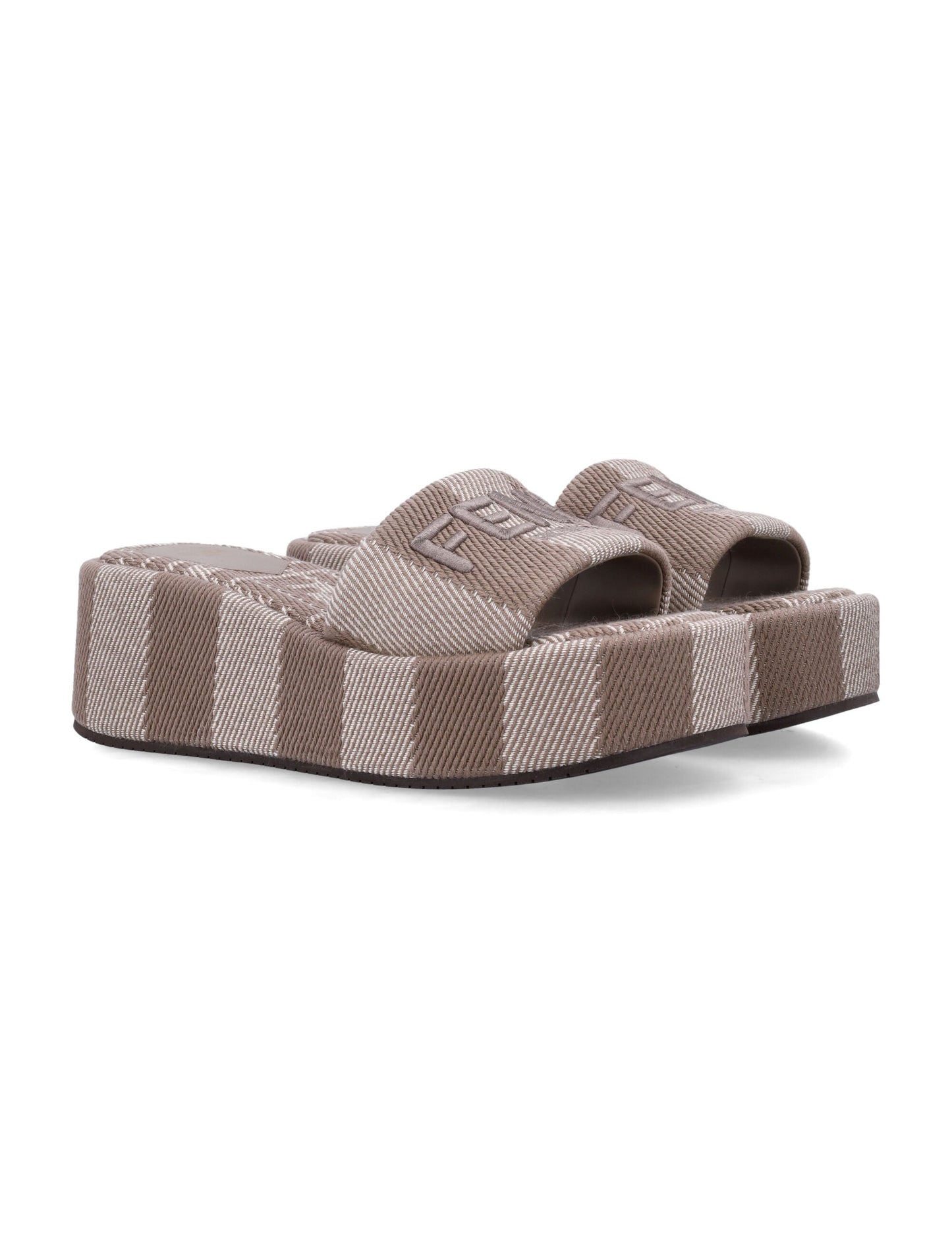 FENDI Embroidered Canvas Platform Slippers