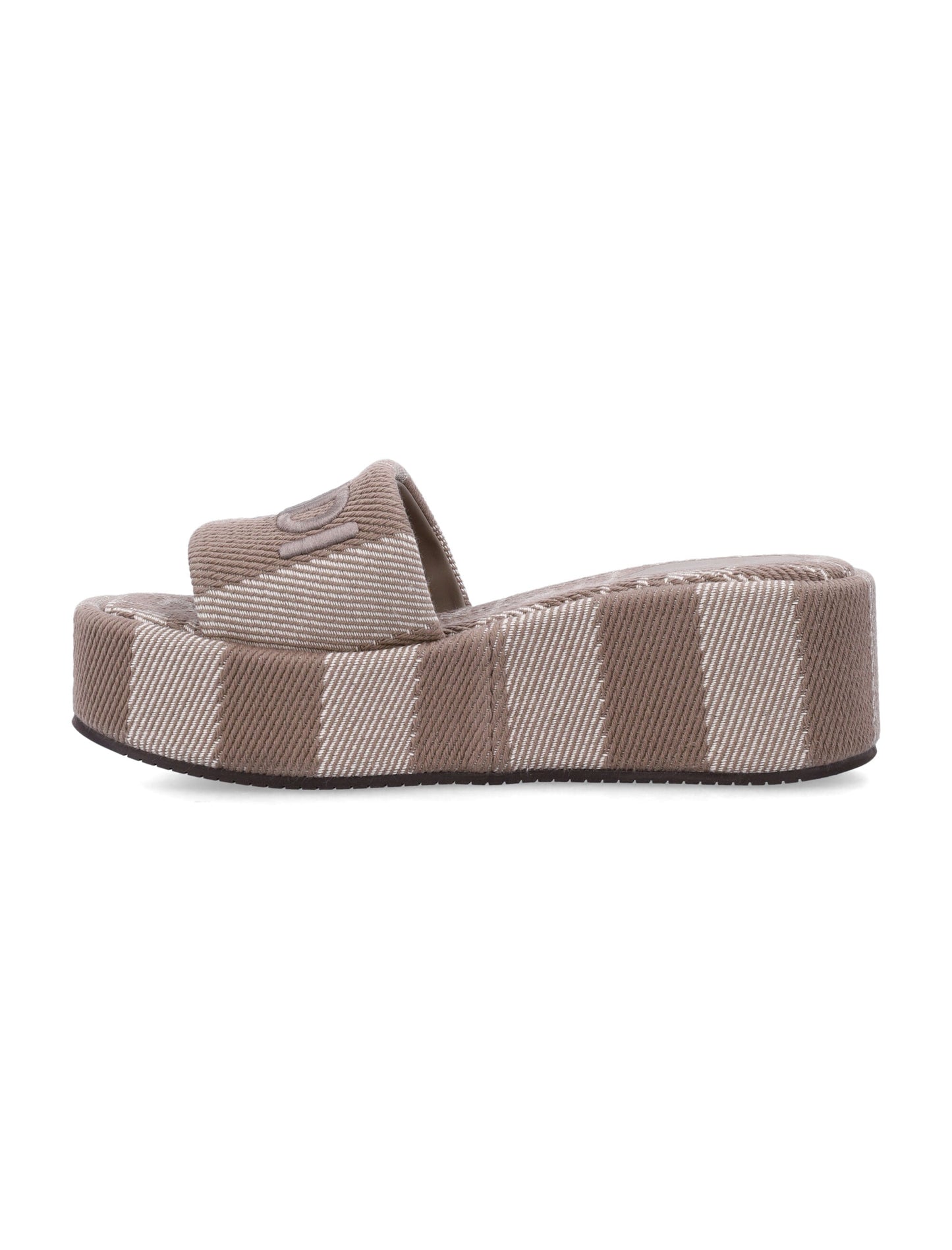 FENDI Embroidered Canvas Platform Slippers