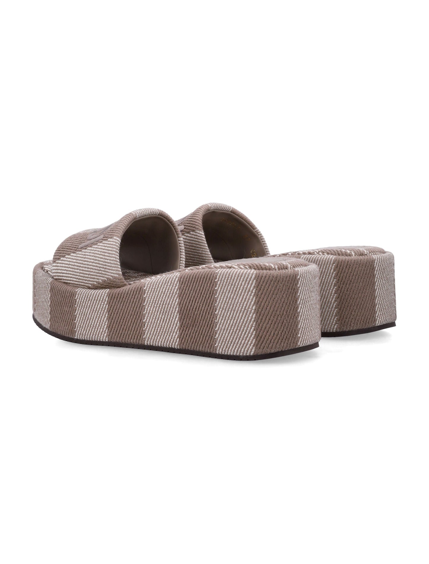 FENDI Embroidered Canvas Platform Slippers
