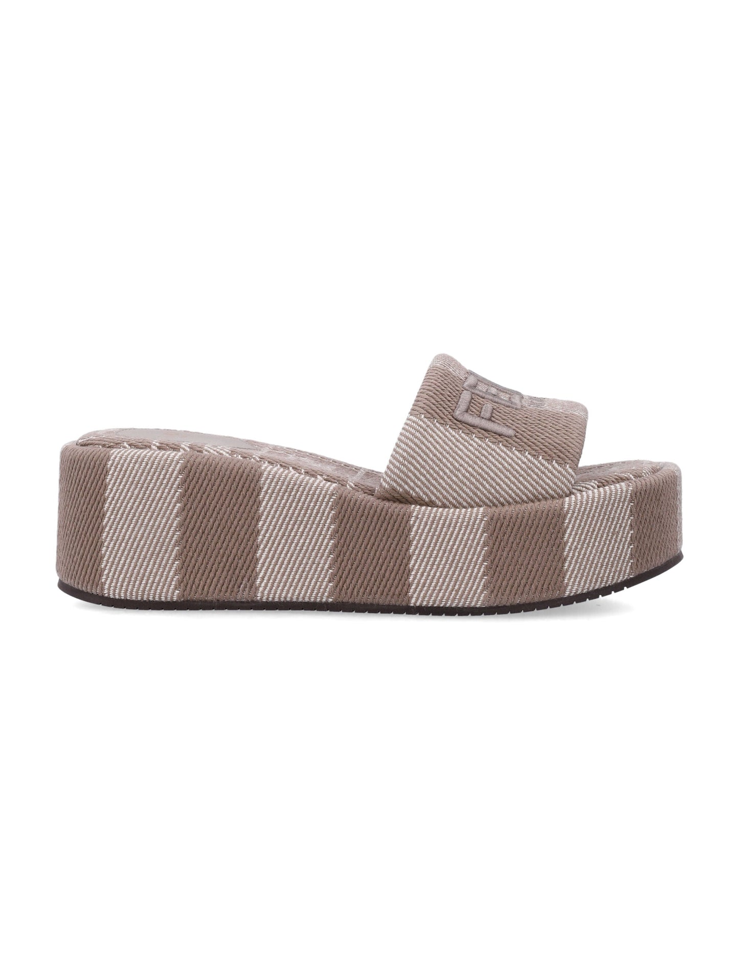 FENDI Embroidered Canvas Platform Slippers