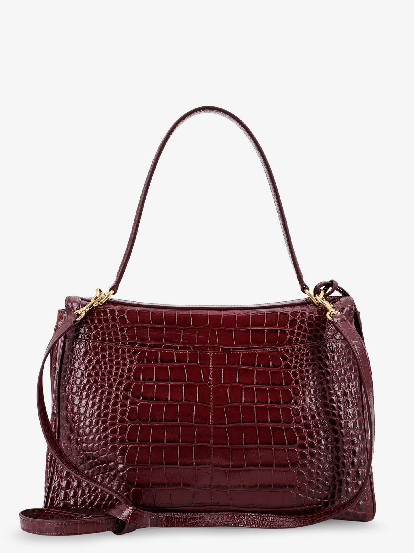 Balenciaga Women Rodeo Leather Shoulder Bag With Croco Effect