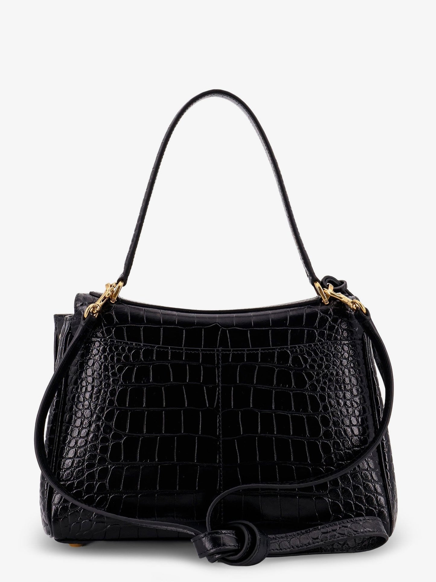 Balenciaga Women Rodeo Leather Shoulder Bag With Croco Effect