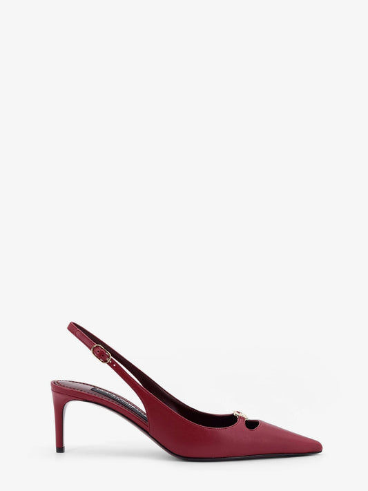 Dolce & Gabbana Women Leather Decollete Slingback With Metal Logo