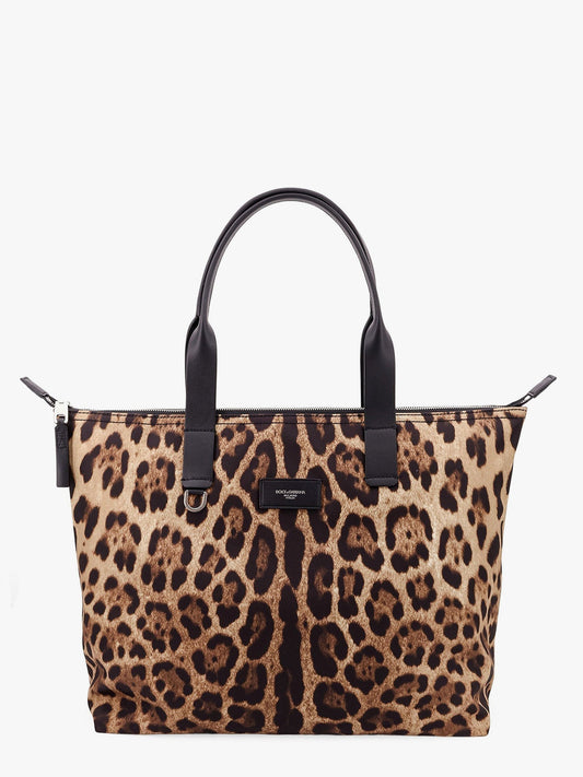 Dolce & Gabbana Men Nylon Shoulder Bag With Animalier Print