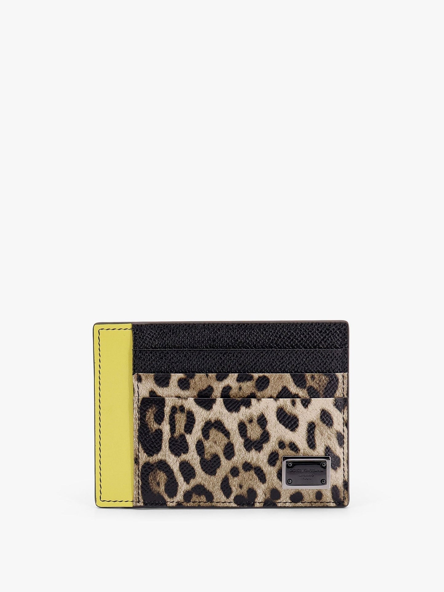 Dolce & Gabbana Men Saffiano Leather Card Holder With Animalier Insert