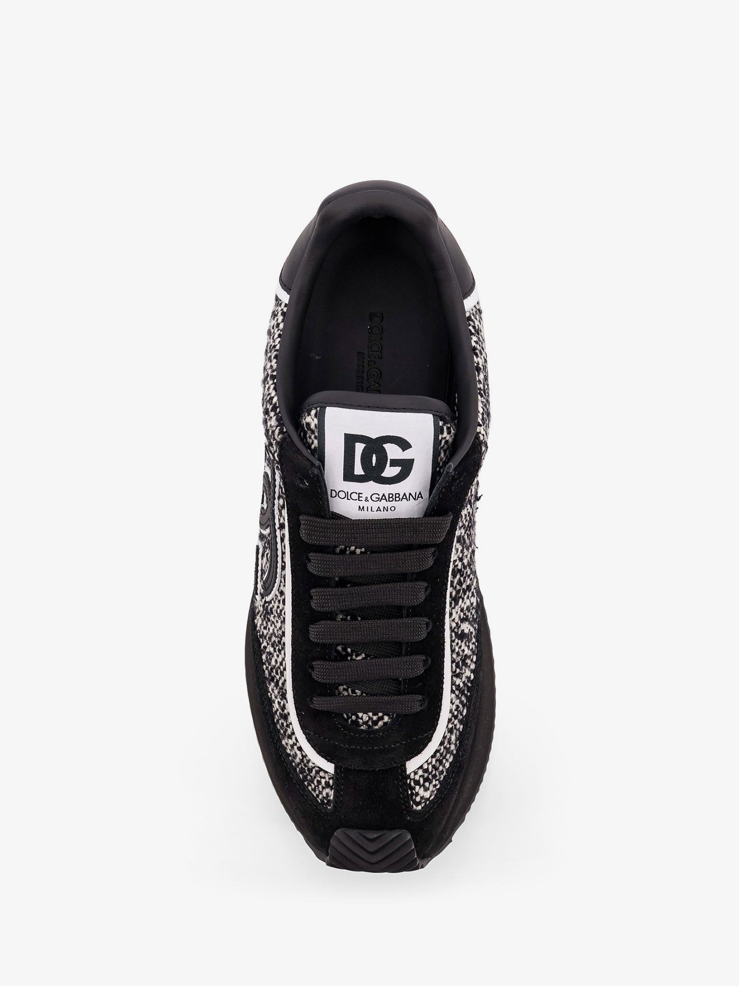 Dolce & Gabbana Men Low-Top Wool Sneakers With Suede Inserts