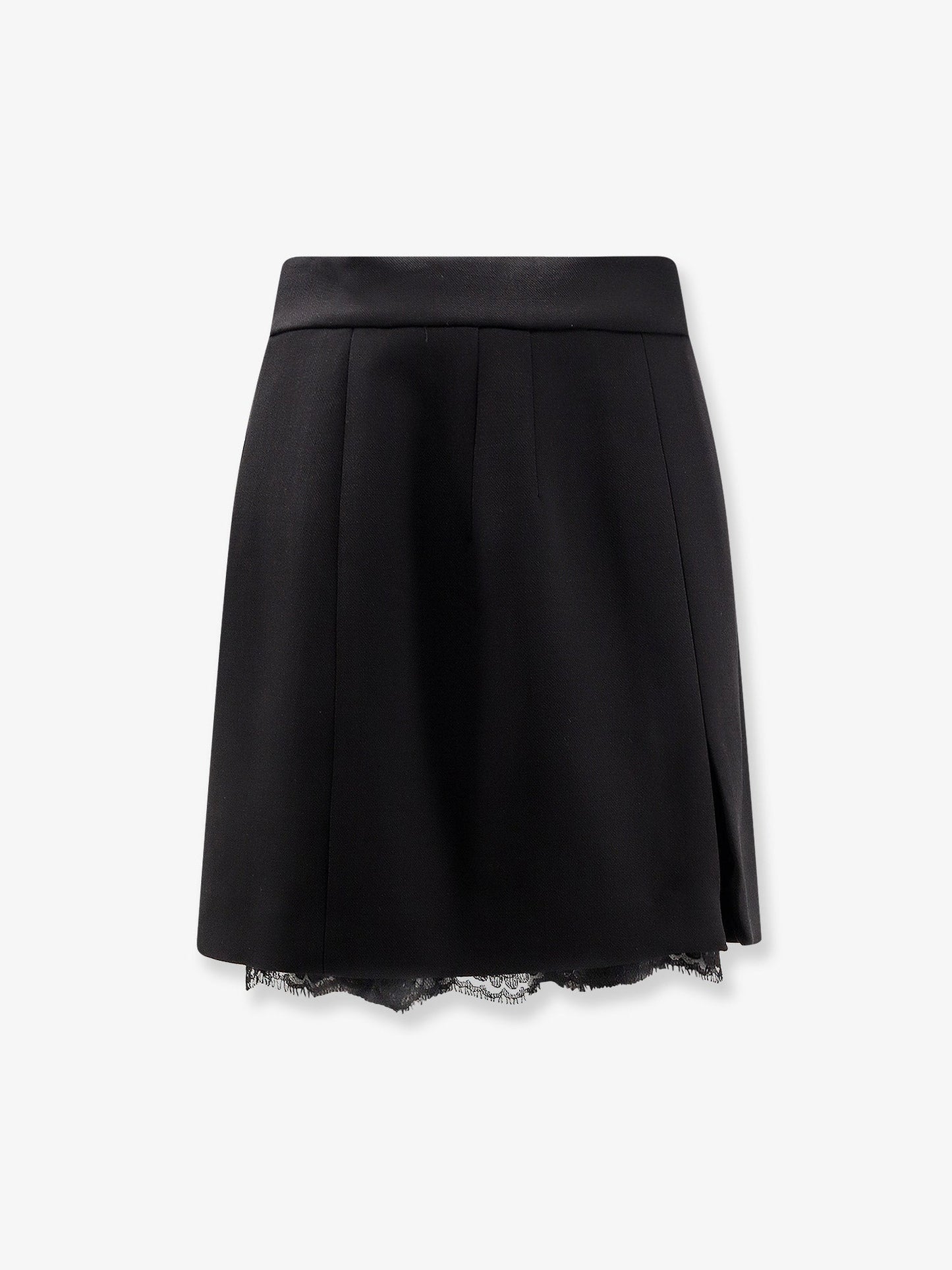 Dolce & Gabbana Women Virgin Wool Miniskirt With Lace Detail