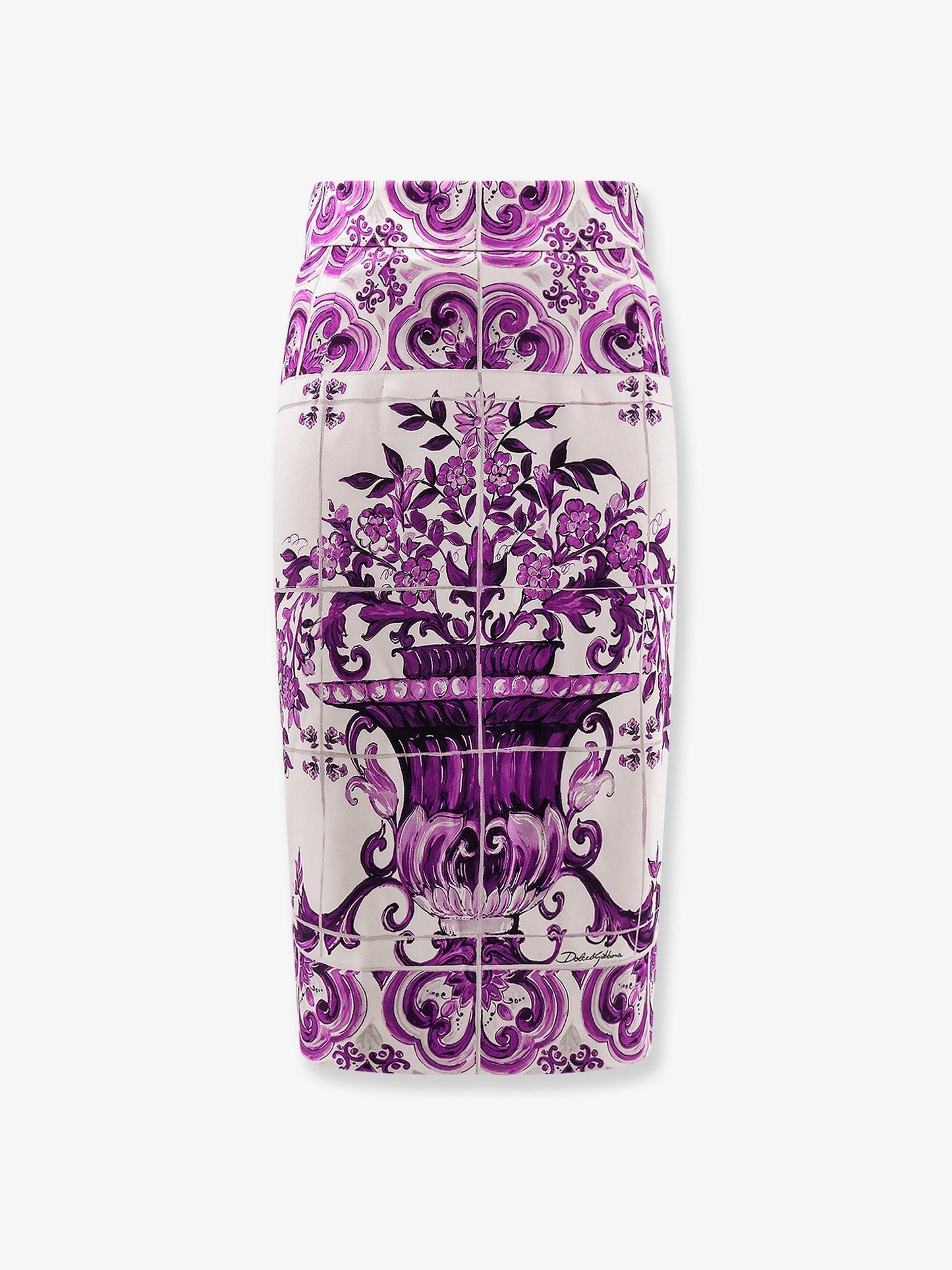 Dolce & Gabbana Women Maiolica Silk Pencil Skirt