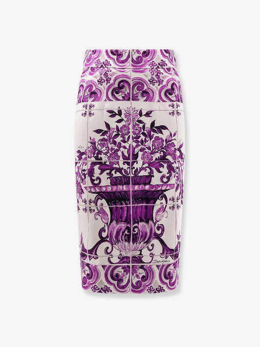 Dolce & Gabbana Women Maiolica Silk Pencil Skirt