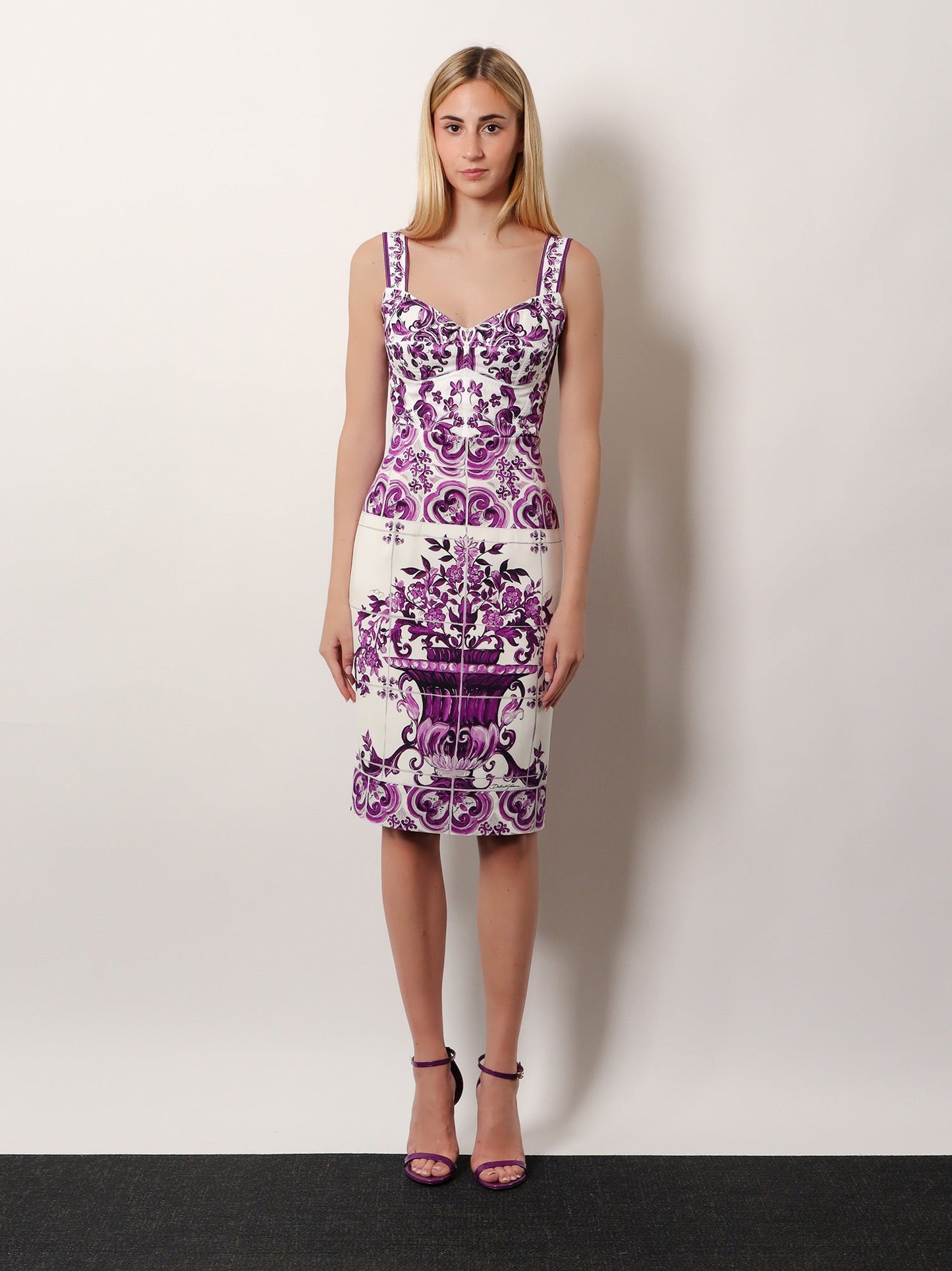 Dolce & Gabbana Women Maiolica Silk Pencil Skirt