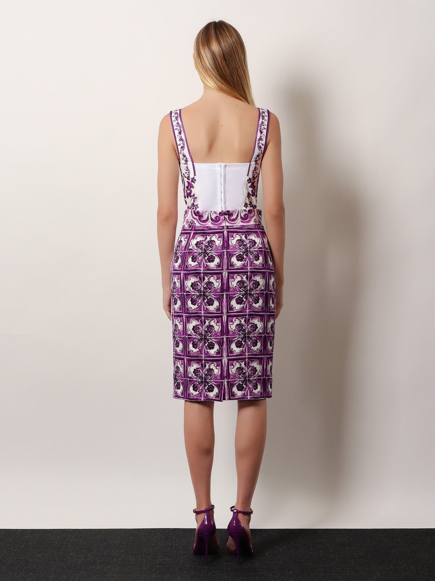 Dolce & Gabbana Women Maiolica Silk Pencil Skirt