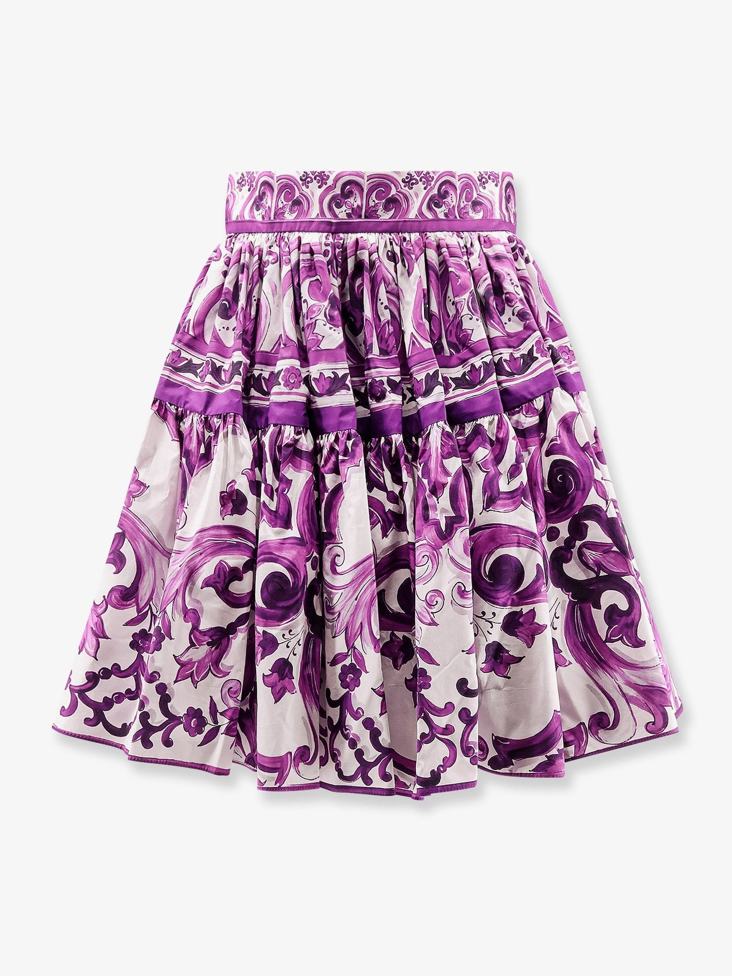 Dolce & Gabbana Women Maiolica Cotton Skirt With Ruffles