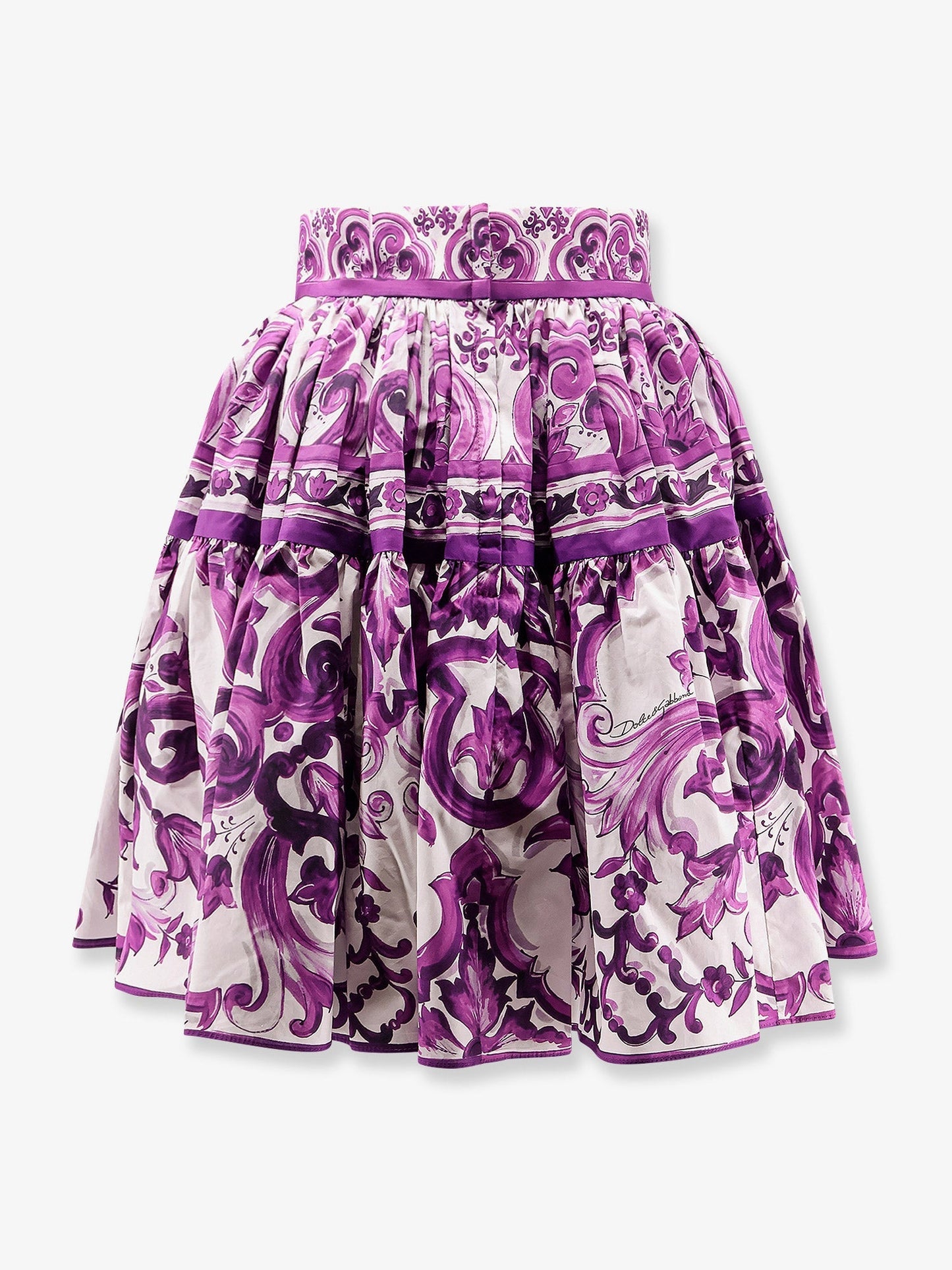 Dolce & Gabbana Women Maiolica Cotton Skirt With Ruffles