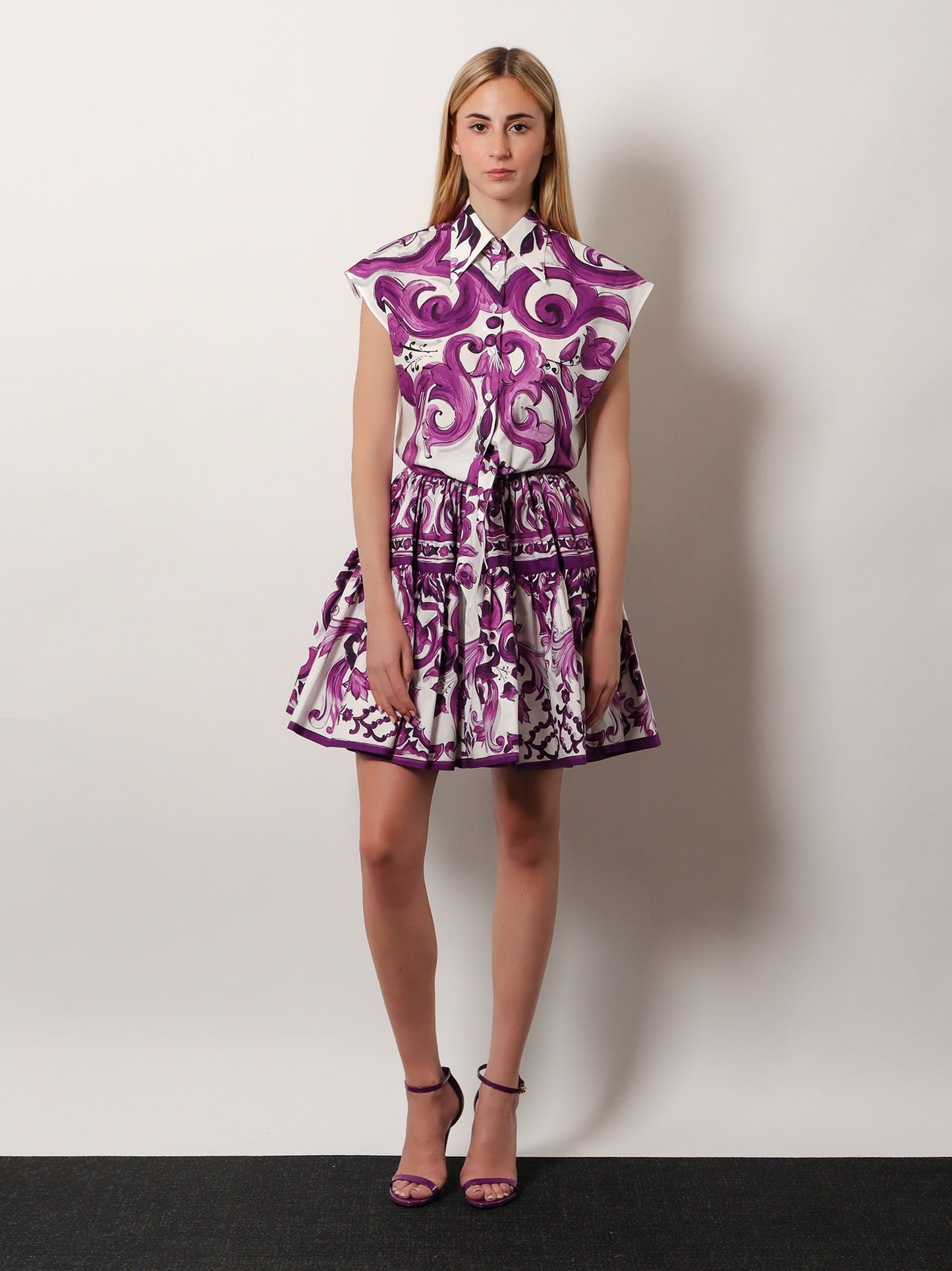 Dolce & Gabbana Women Cotton Shirt With Maiolica Print