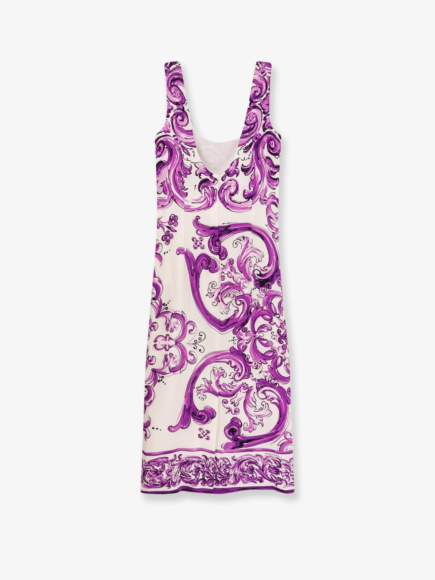 Dolce & Gabbana Women Silk Midi Pencil Dress With Maiolica Print