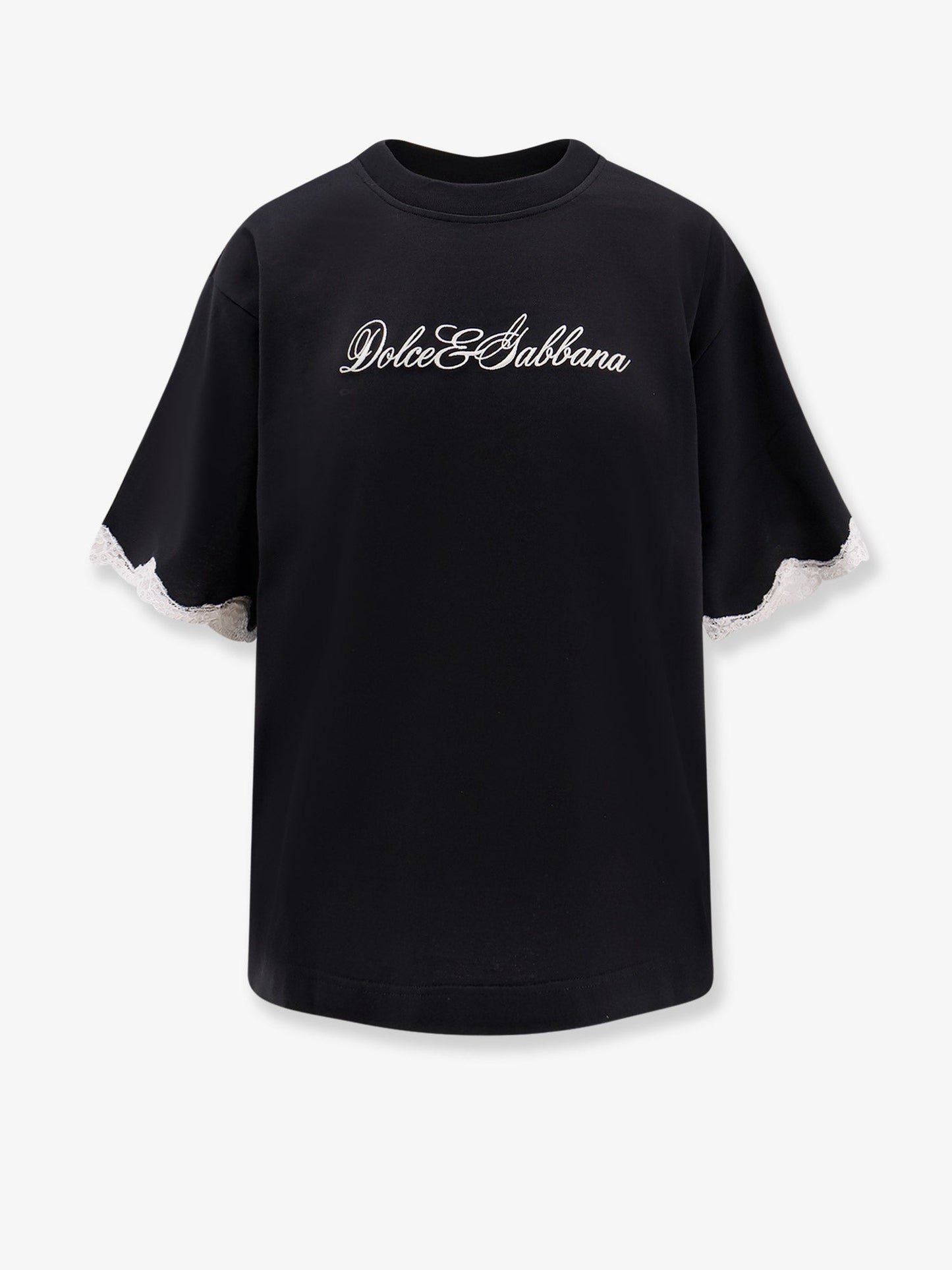 Dolce & Gabbana Women Cotton T-Shirt With Lace Details