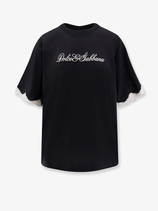Dolce & Gabbana Women Cotton T-Shirt With Lace Details