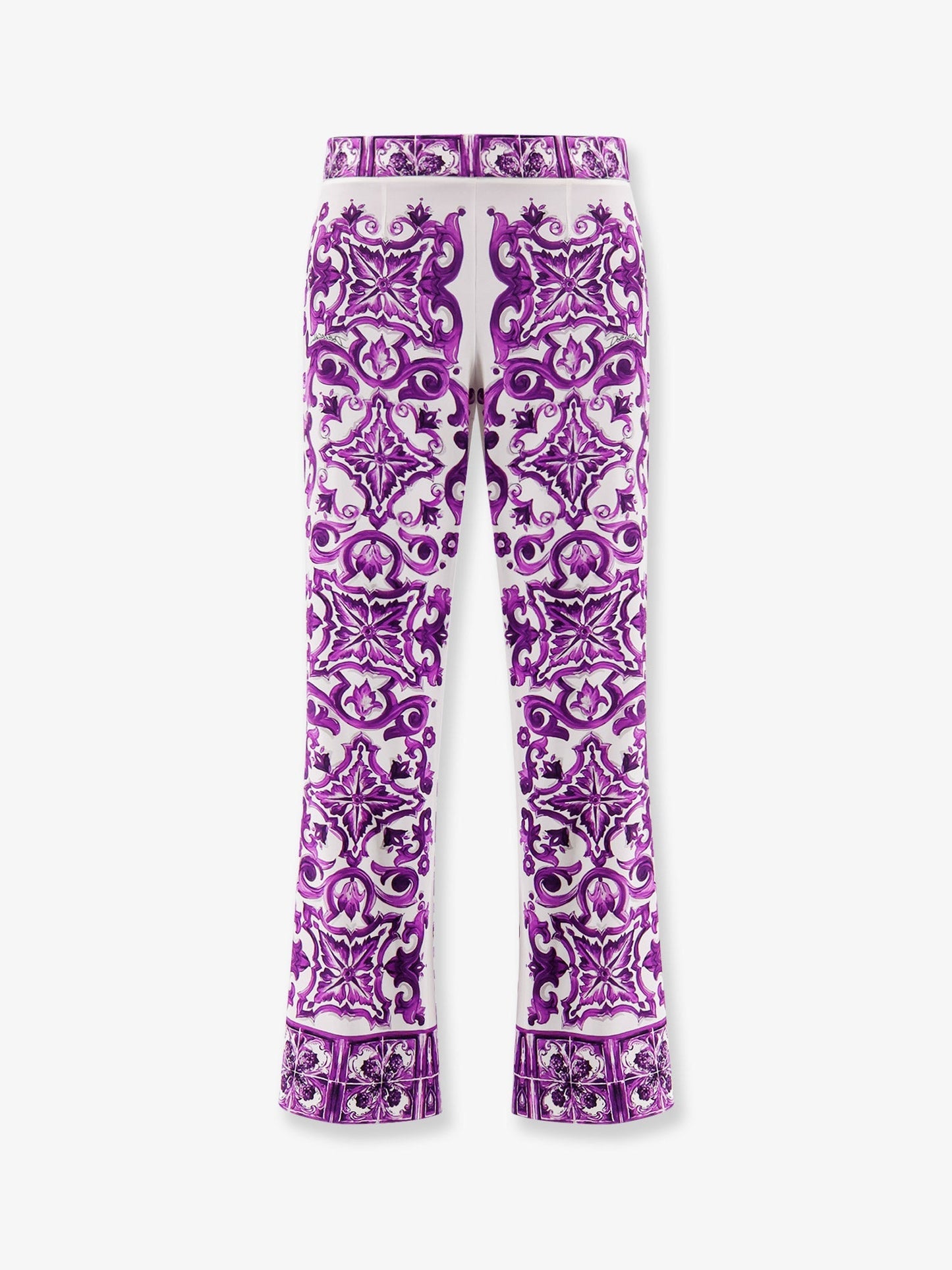 Dolce & Gabbana Women Silk Trousers With Maiolica Print